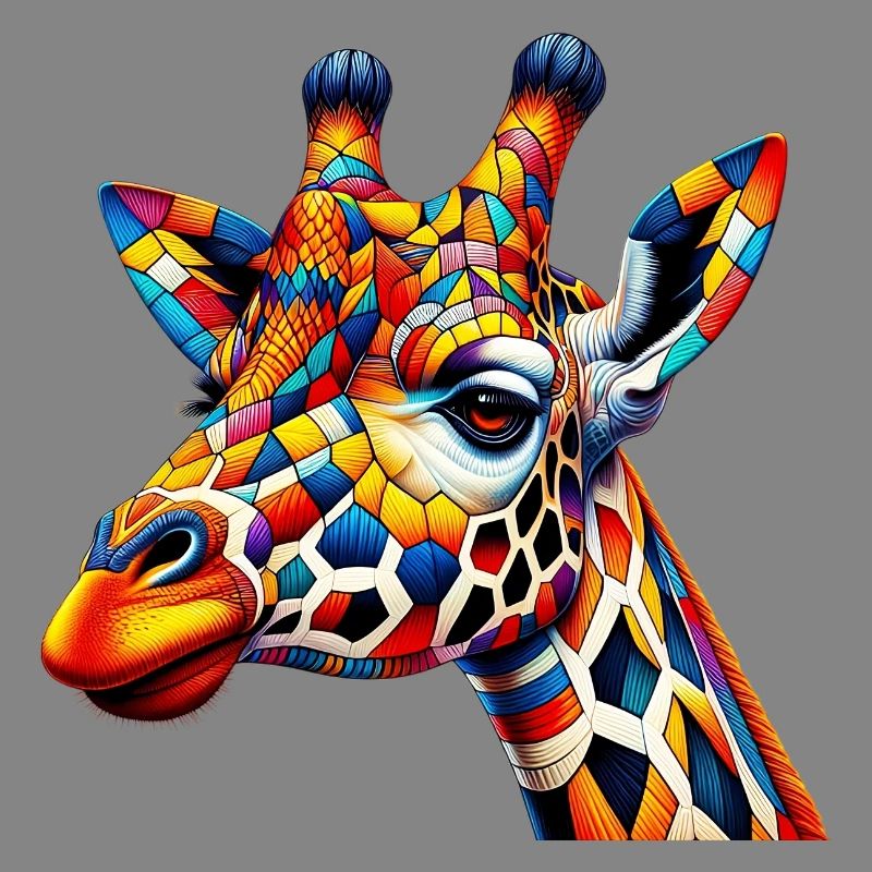 Girafe colorée et peinte comme Arlequin