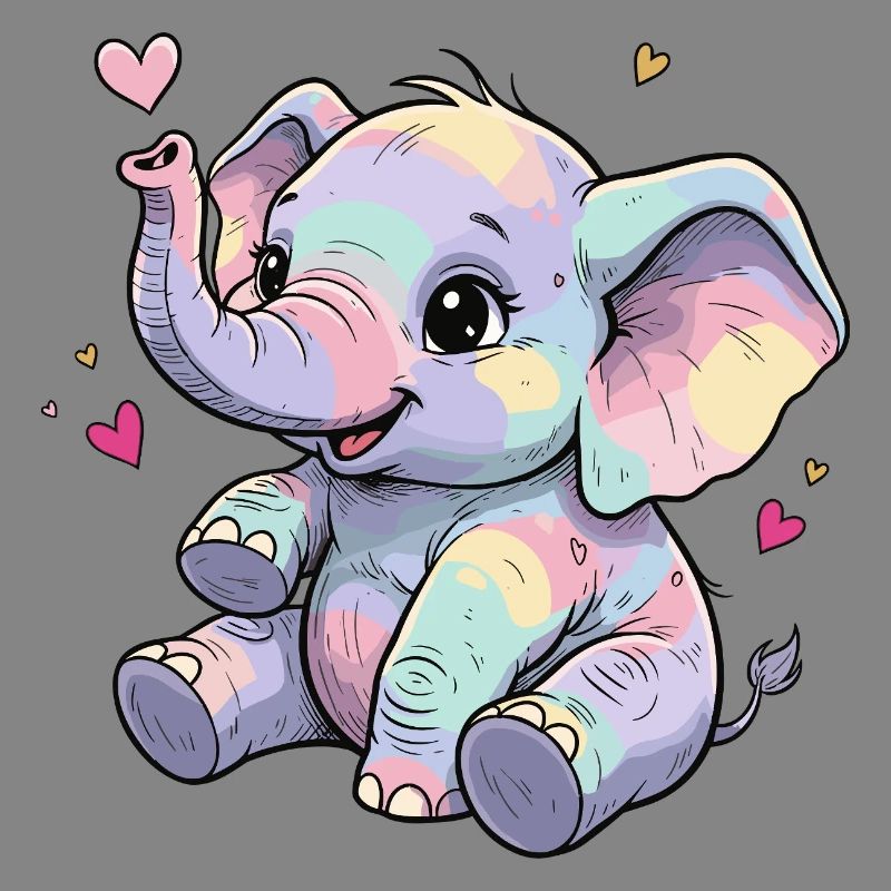 Pastel Elephant Cuddly Heart