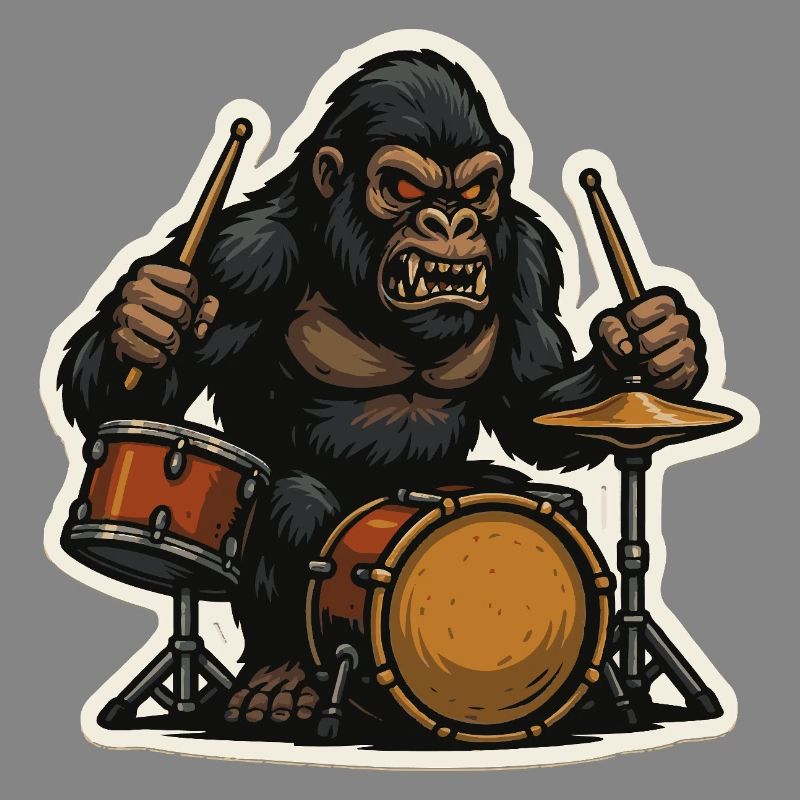 Jungle gorilla with drums