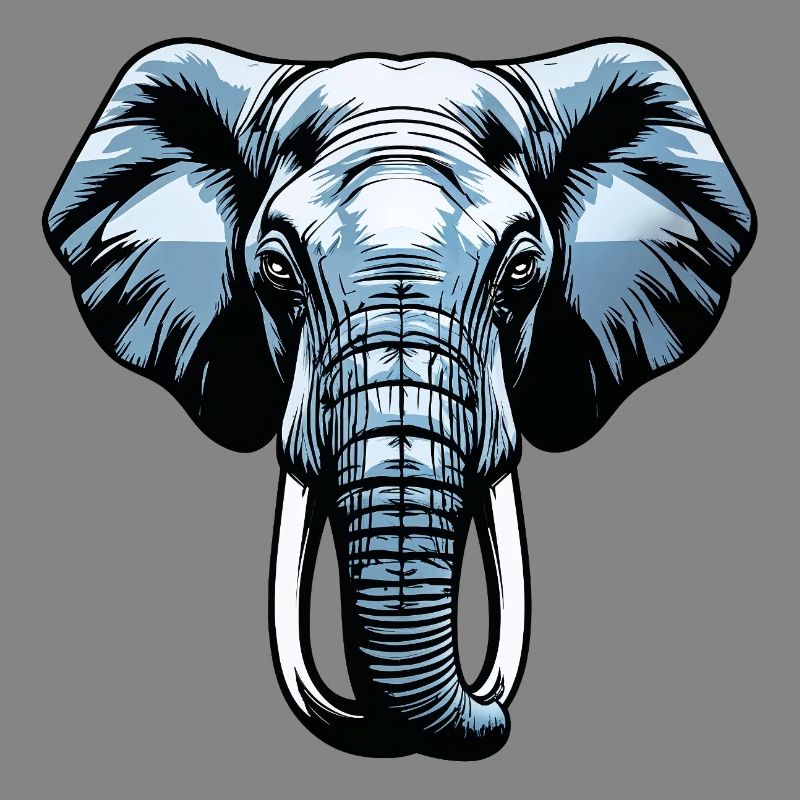 Blue Elephant Head Vector