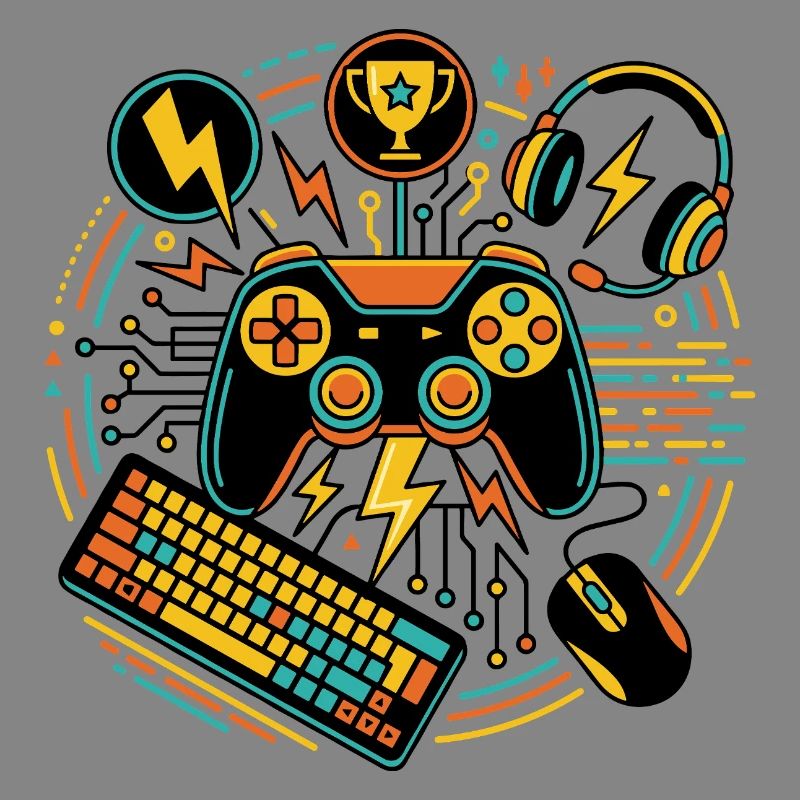Neon Gaming Controller Motif