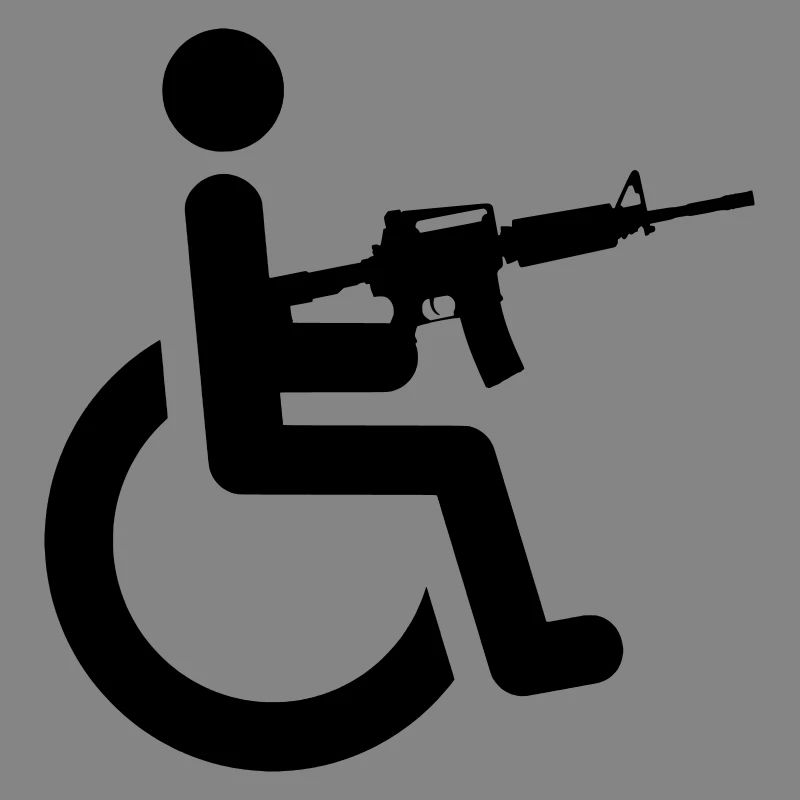 Rollstuhlfahrer mit Waffe #