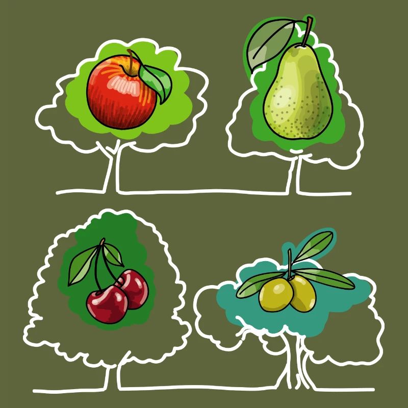 Apfel, Birne, Kirsche