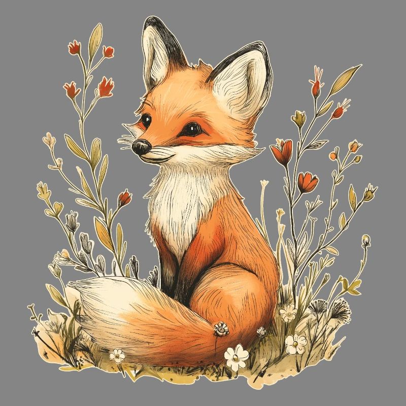 Fox with flowers