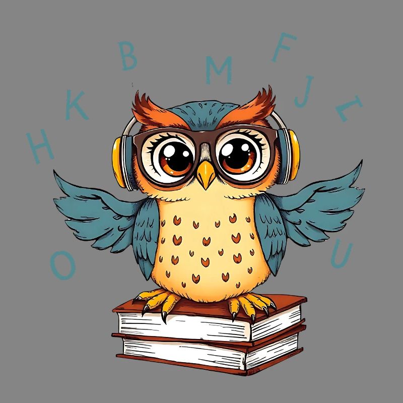 Eule auf Büchern