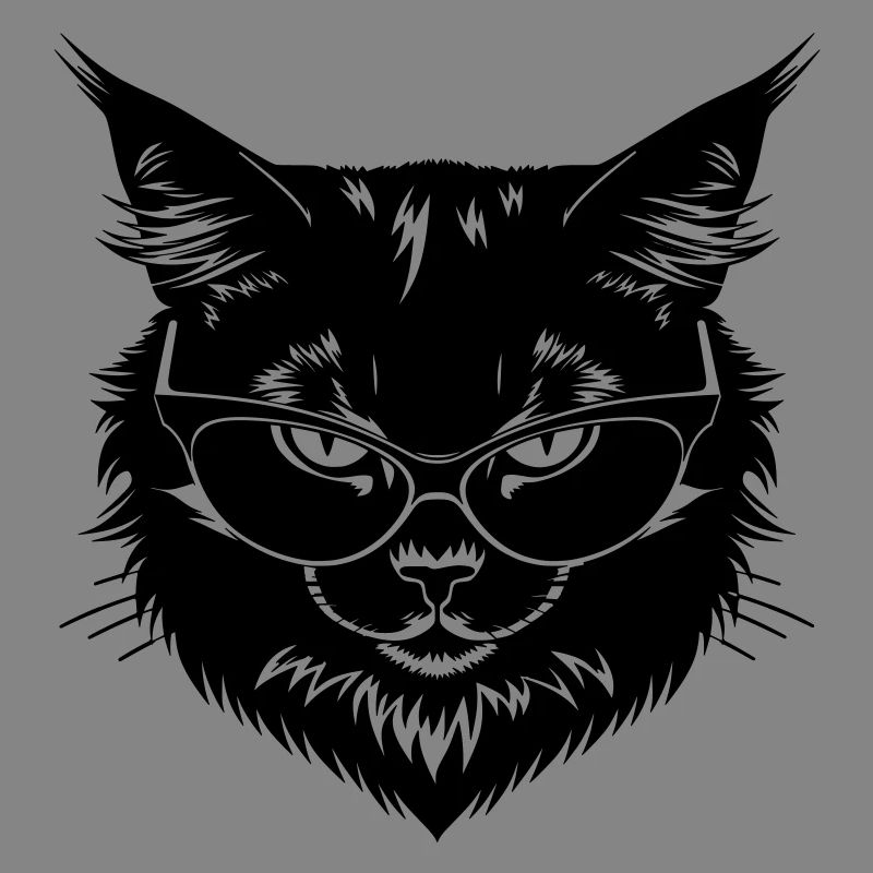 Schwarze Katze mit Brille