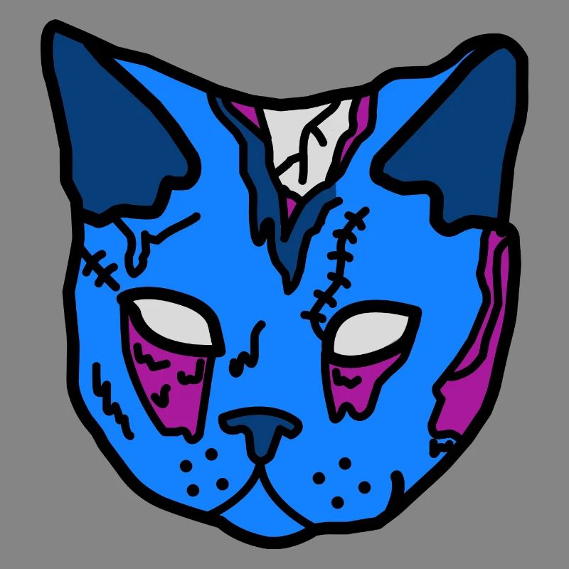 Masque de chat bleu patchwork