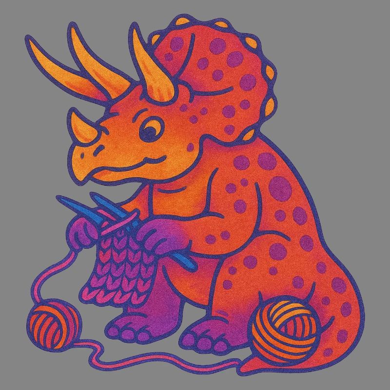 Knit Dino Triceratops Neon Gradient