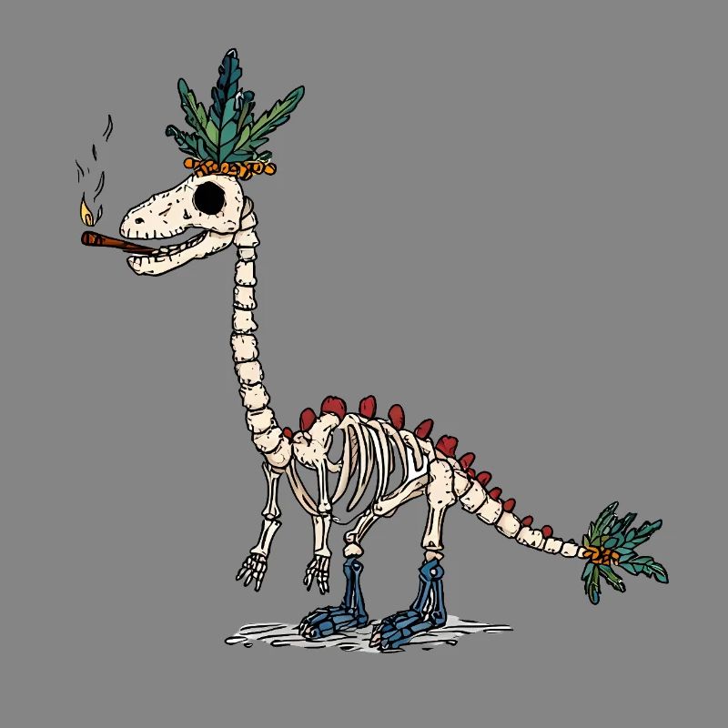 Stoner Dino Skeleton Joint & Flowers