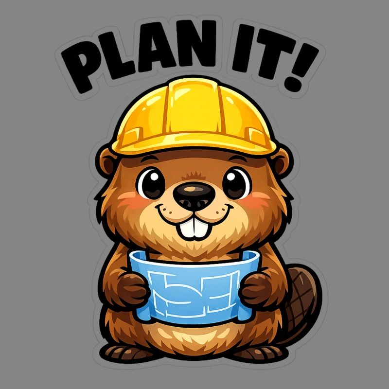 Bauheld Biber mit Plan