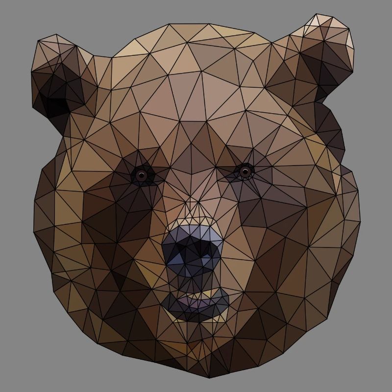 Polygonal Brown Bear Triangular Low Poly Art