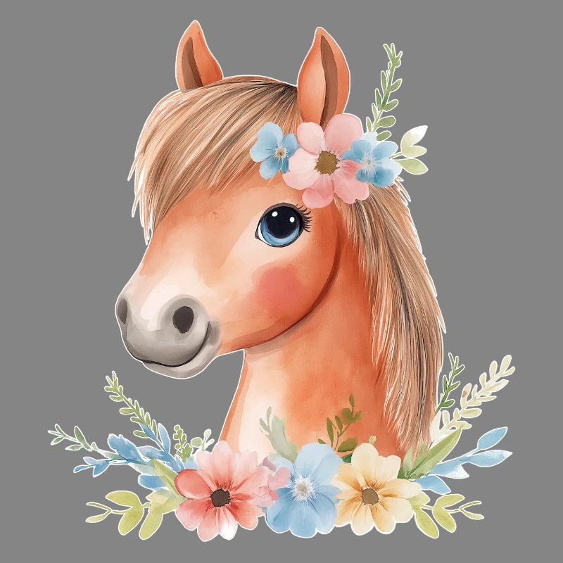 Süßes Pferd mit Blumen