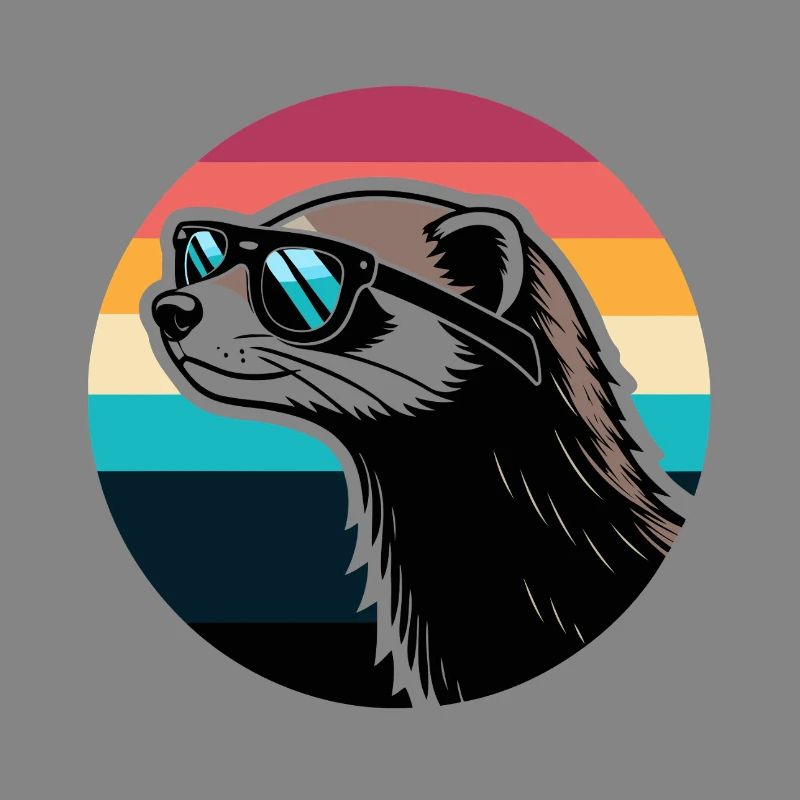 Frettchen-Silhouette Retro-Regenbogen