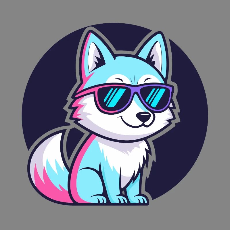 Neonfuchs mit Brille