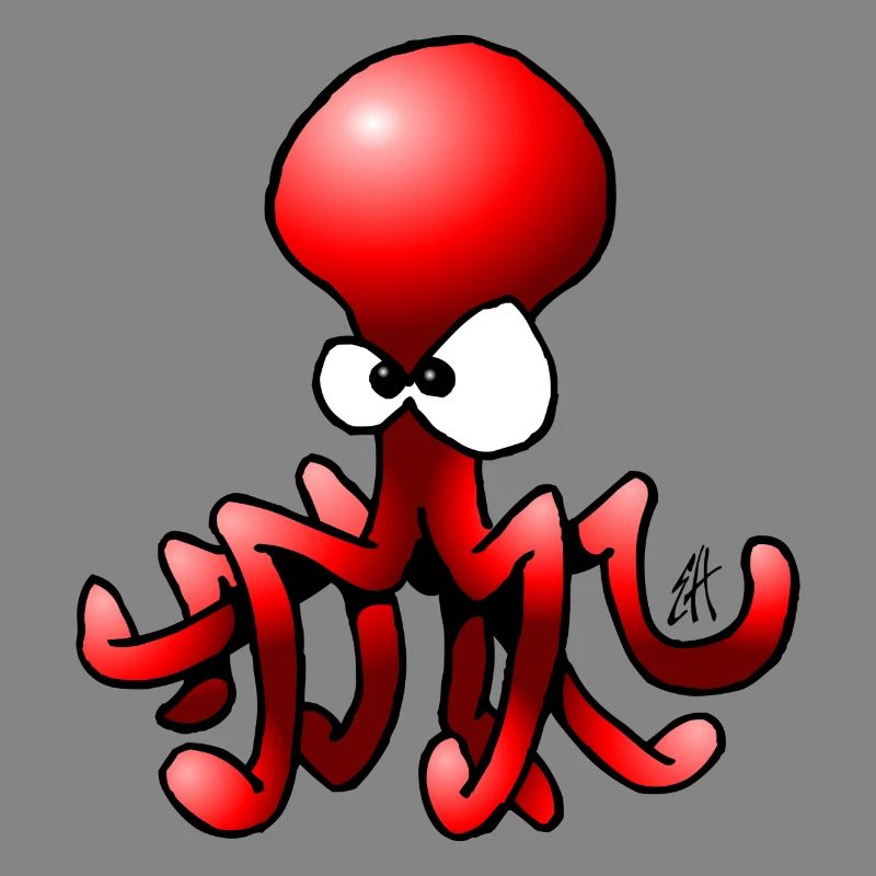 Cute Octopus Cartoon with Big Eyes