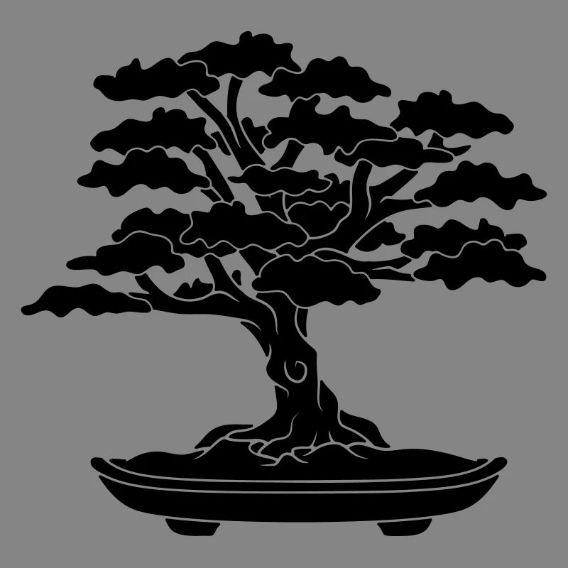 schwarzes comic baeumchen mini bonsai blaetter aes