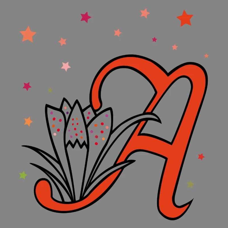Lettre, initiale, fleur