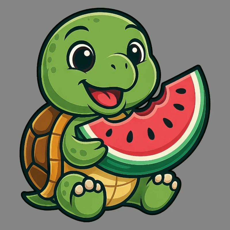 Cute turtle with melon summer design
