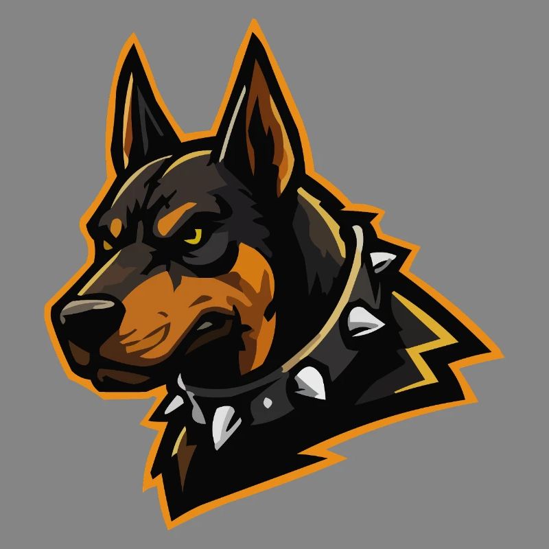 Doberman with spiked collar