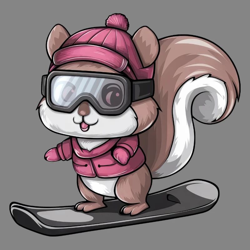Cooler Eichhörnchen Snowboarder Wintersport