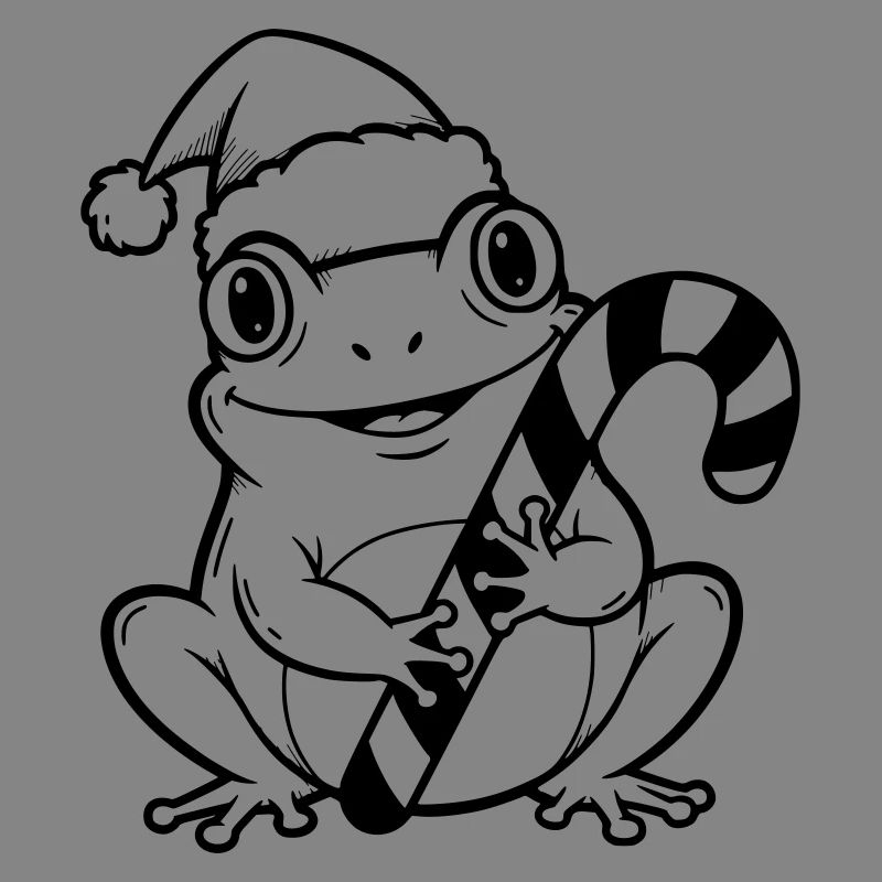 Christmas frog with candy cane