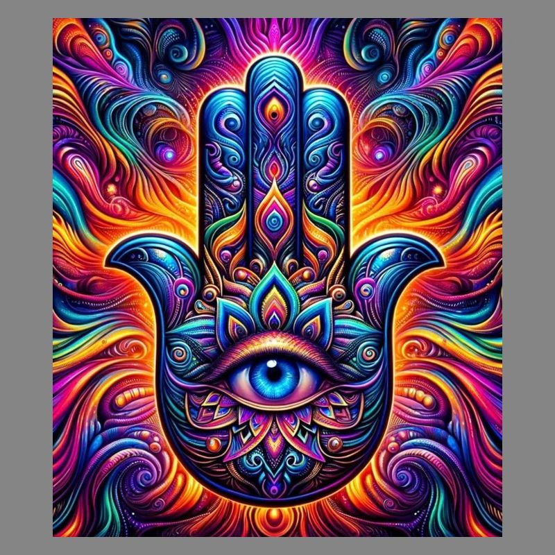 Psychedelic Hamsa Eye Hand Mandala
