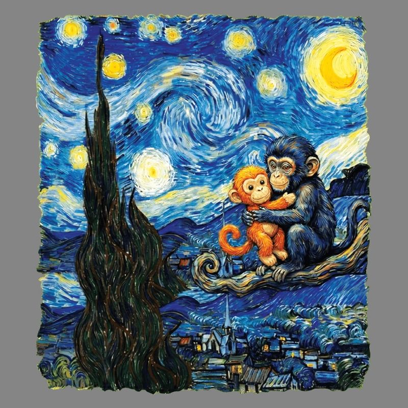 Van Gogh Bébé Singe Punch Macaque mignon