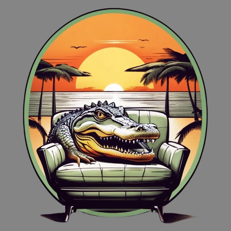 Alligator on sofa