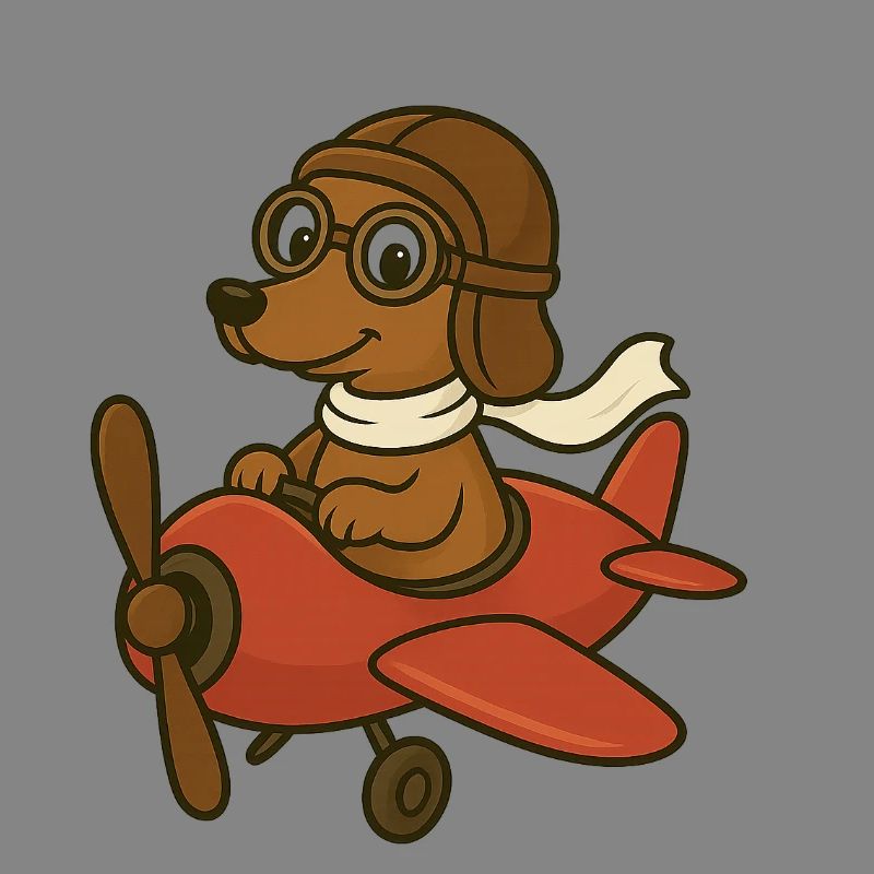Adventurous dog pilot in airplane