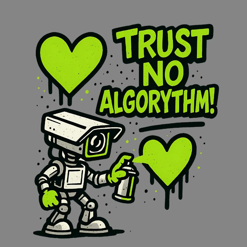 Robot with heart and anti-algorithm message