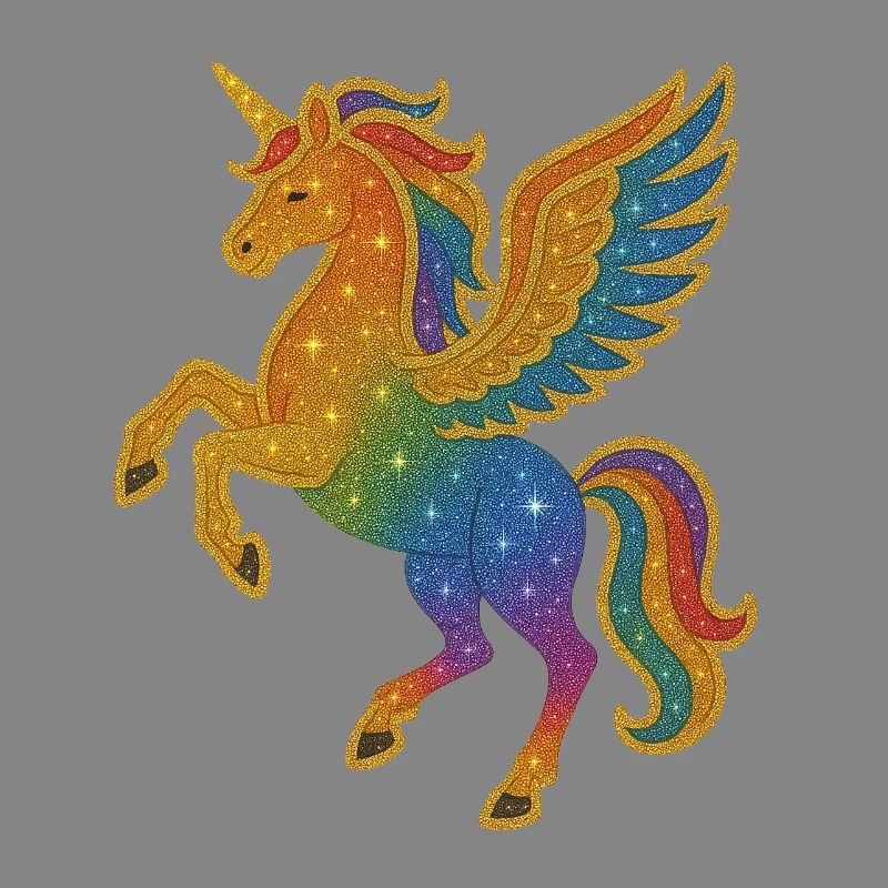 Glittering Rainbow Pegasus Illustration