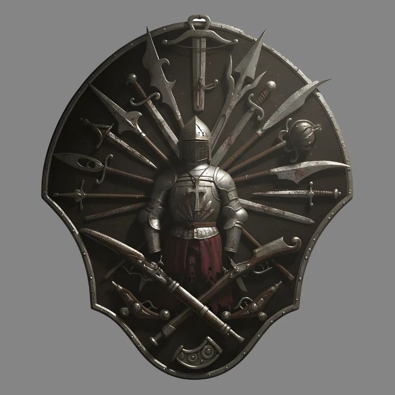 Crusader Shield Circle with Weapons