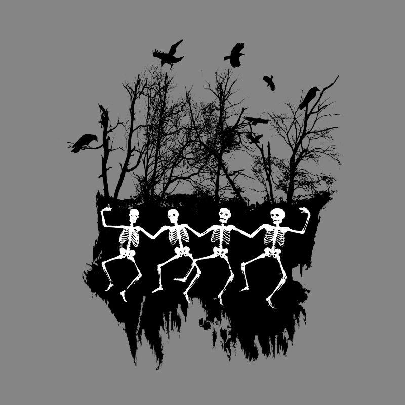 Dancing Skeleton Illustration Black & White