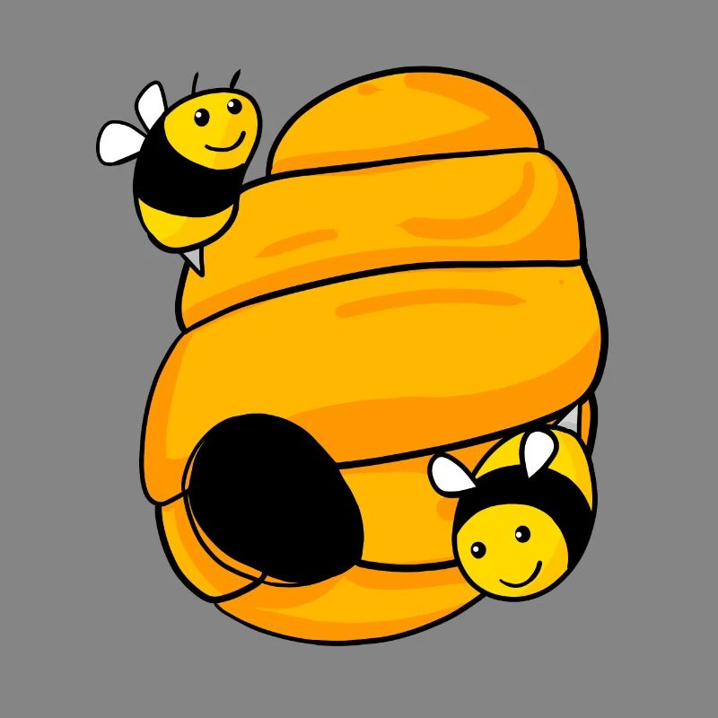 Bee nest with cute bees