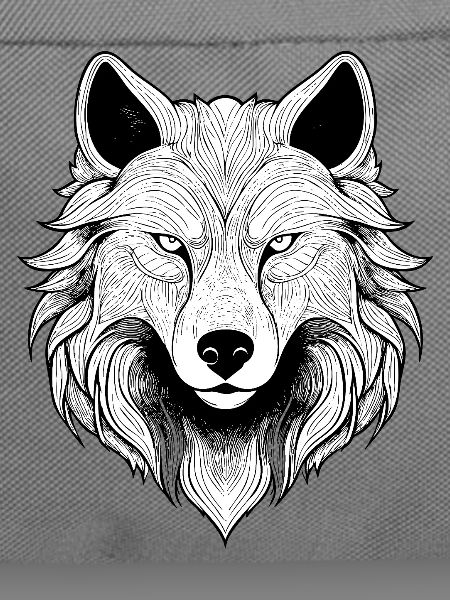 Mystischer Wolfkopf mit detailliertem