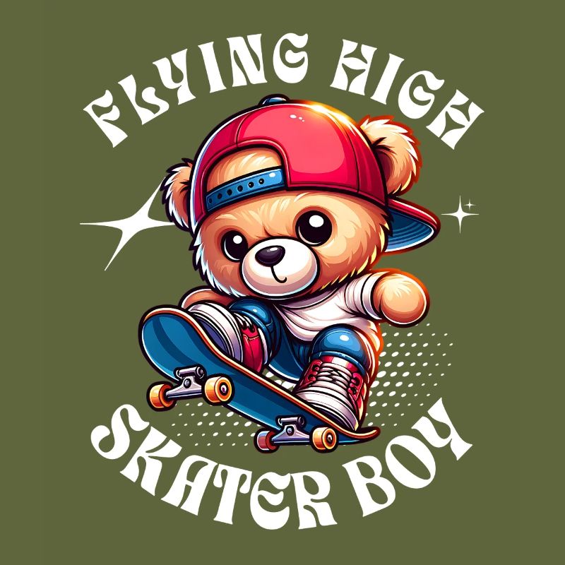 Skater teddy bear on skateboard
