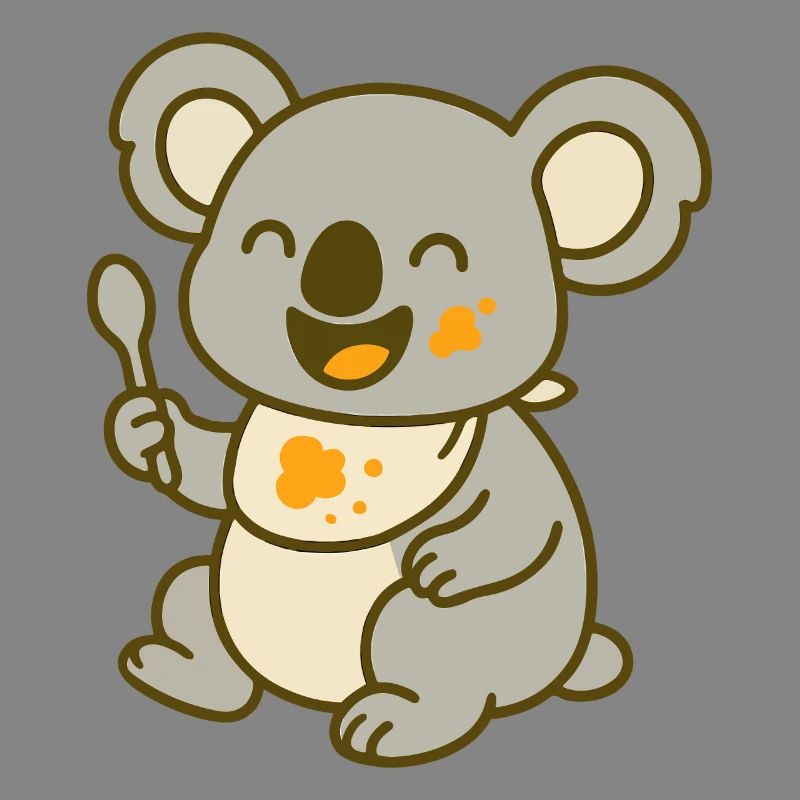 Mignon bébé koala mangeant