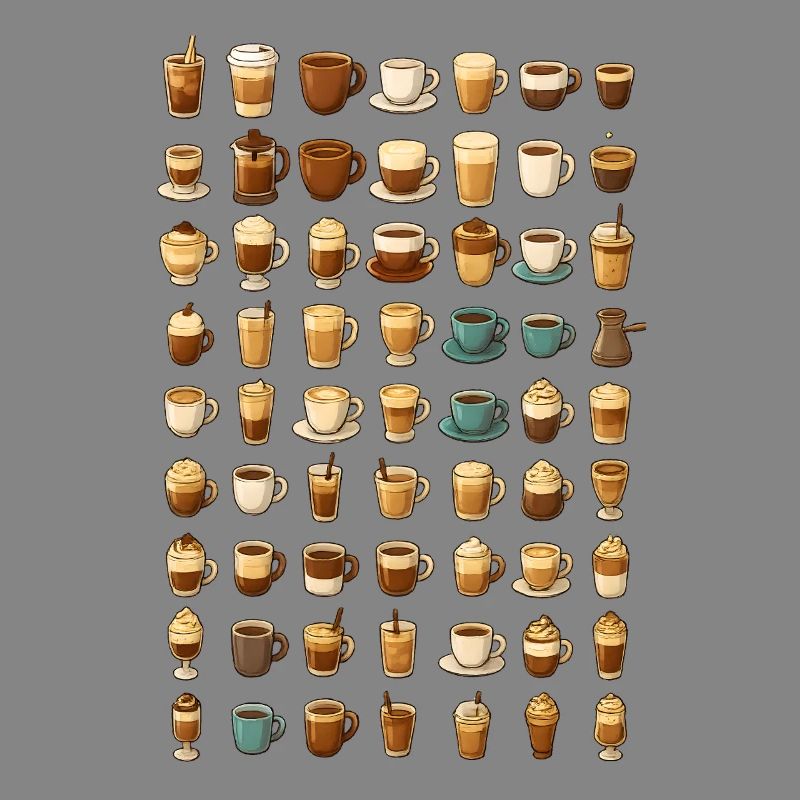 Various coffee drinks illustration