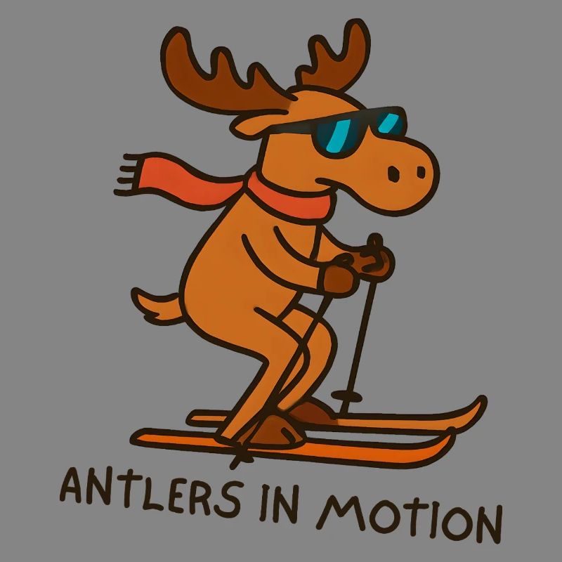 Cool Moose Skiing Illustration