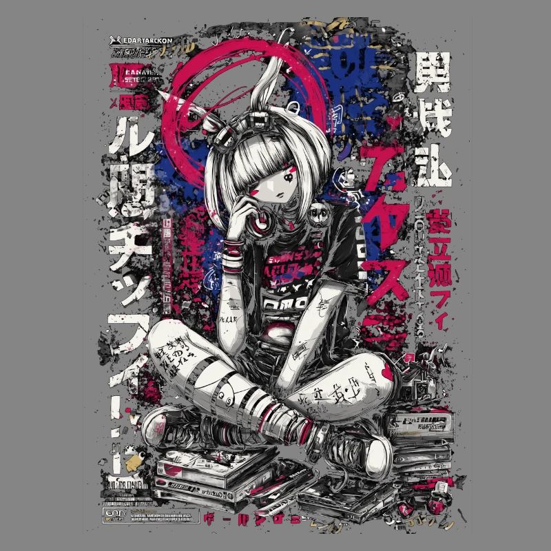 Cyberpunk Mädchen mit Graffiti-Design