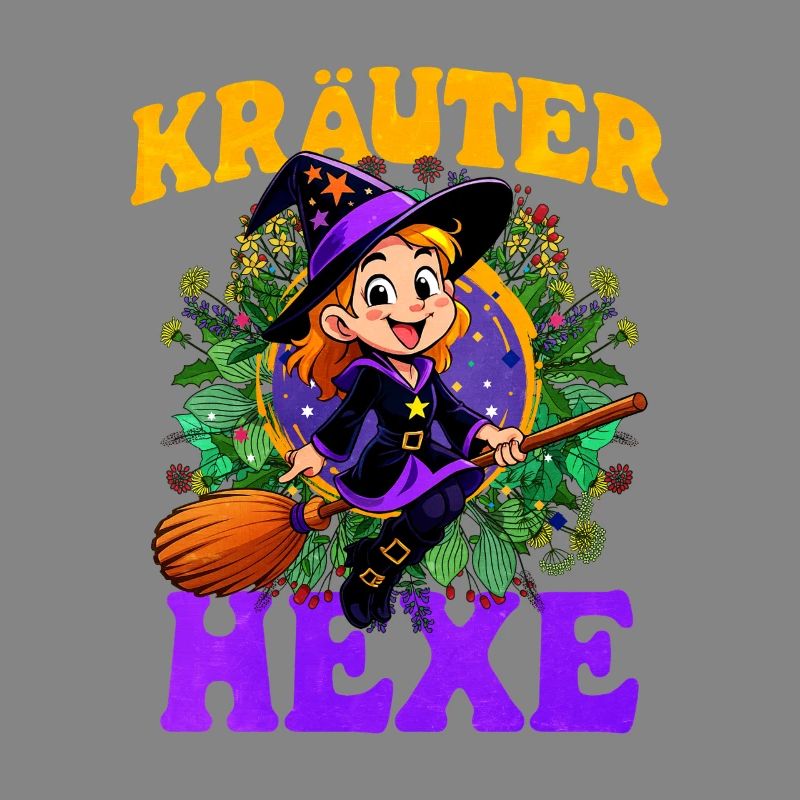 Witch with herbs and magic wand