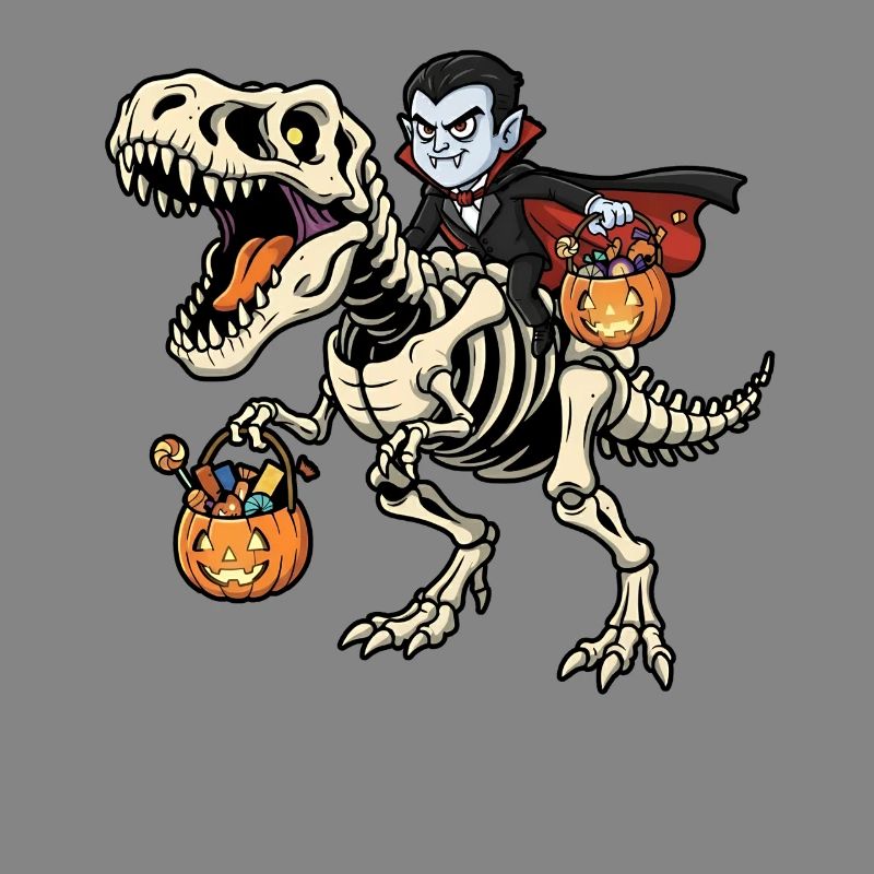 Vampire Riding Skeleton T-Rex Halloween Dinosaur