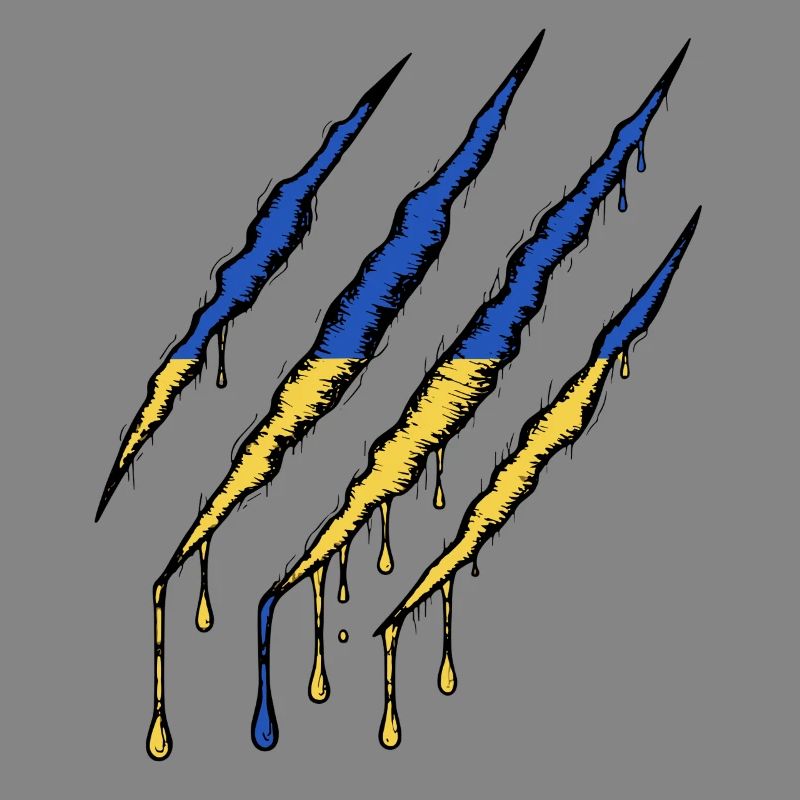 Ukraine Flag Claw - Scratch Mark