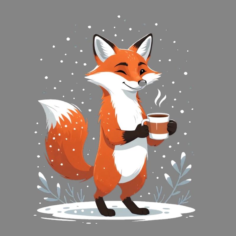 Fuchs mit Kaffee im Winter
