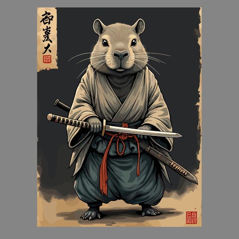 Cappibara Samurai with Katana