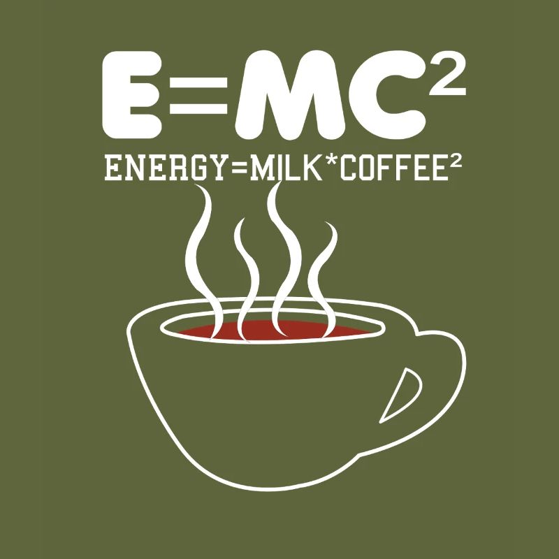 Illustration de la formule du café E = MC2