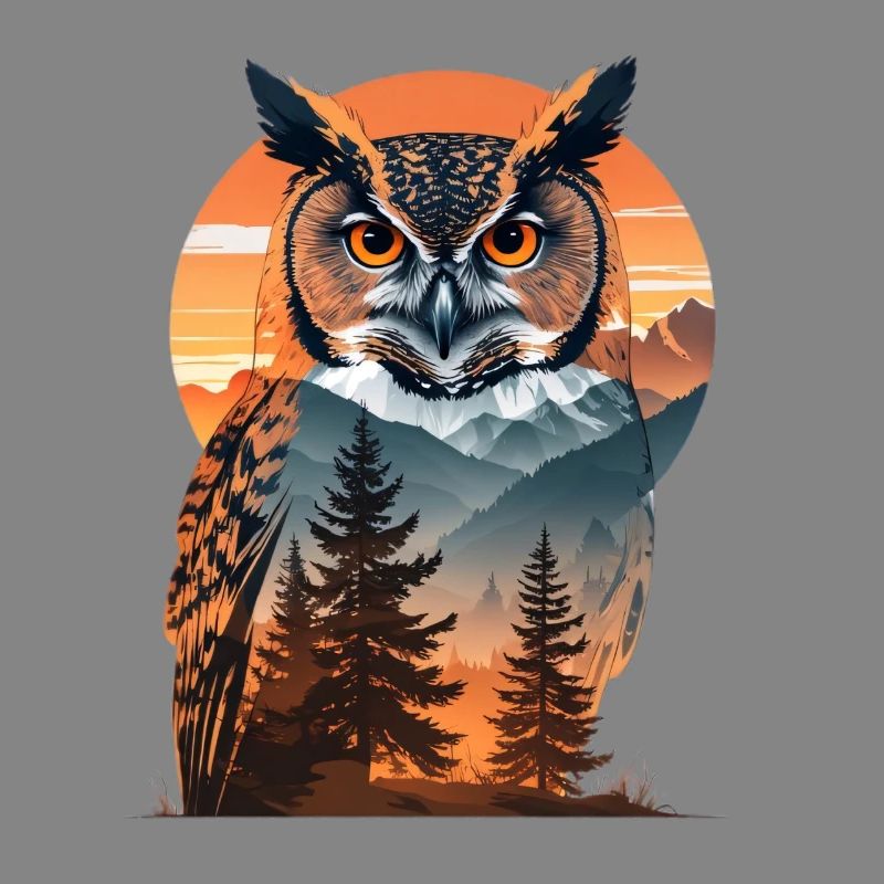 Weise Eule im Abendlicht