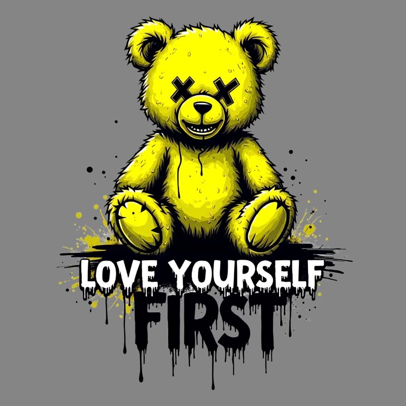 Love Yourself First Teddy Bear Graffiti