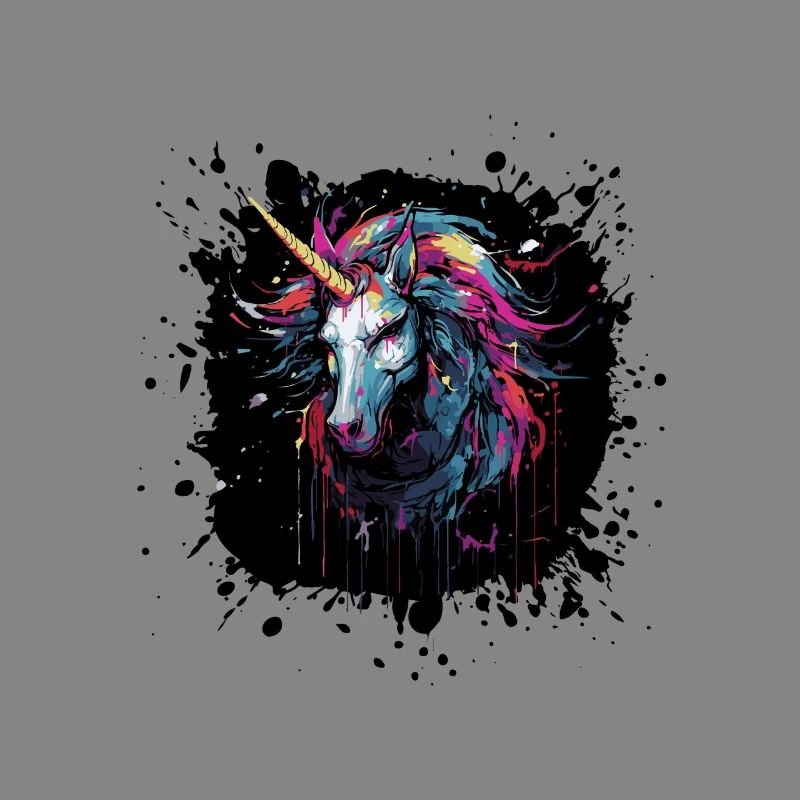 Farbsplatter Einhorn Kunst