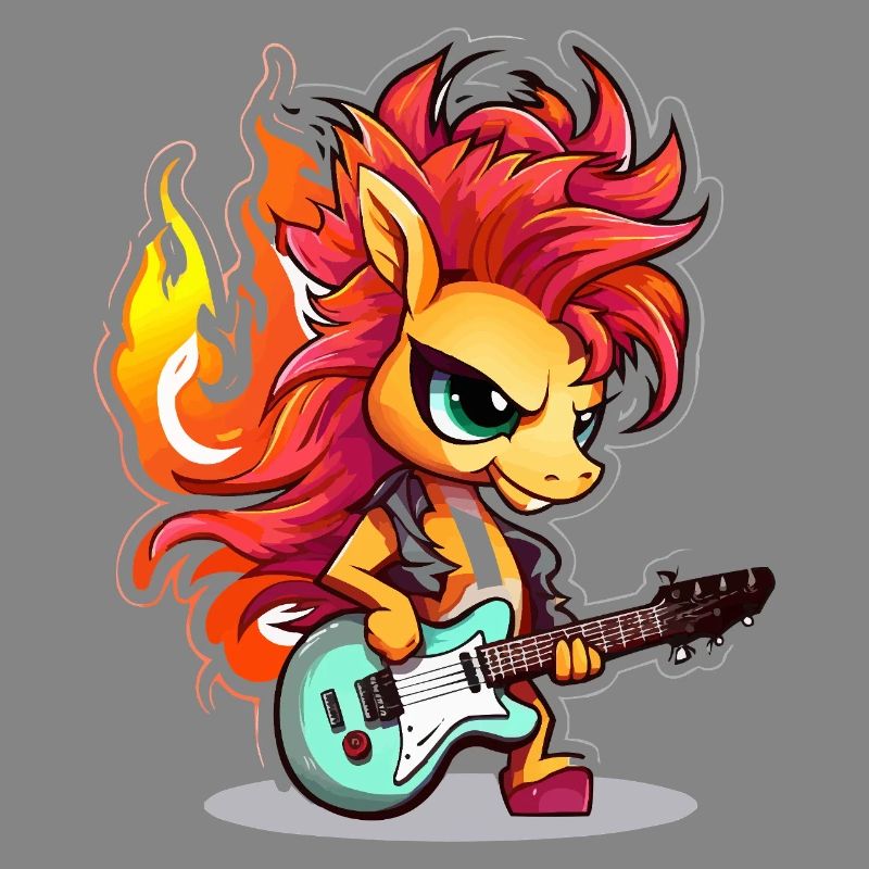 Flame skirt bangs with guitar